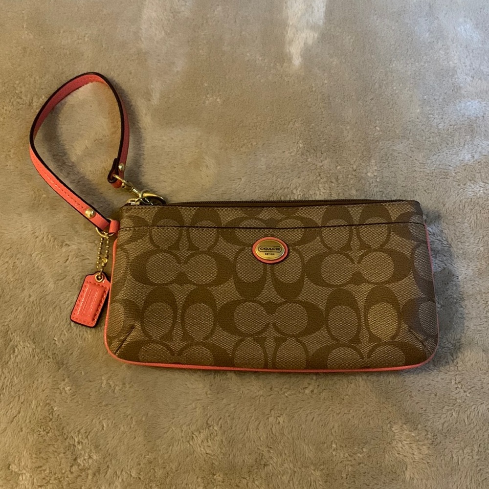 Coach Pink and Beige Wristlet W/ FREE GIFT!